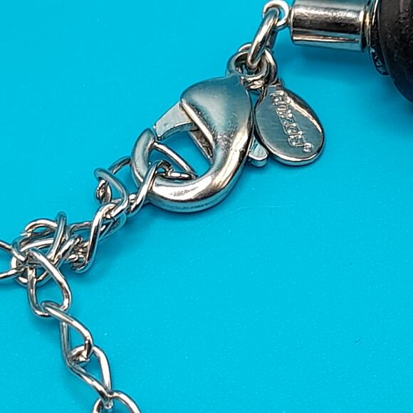 Chico's Chunky Black Beaded Necklace, Cream Silver Beads, 23" - Picture 5 of 11